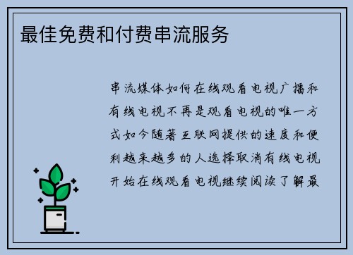 最佳免费和付费串流服务 